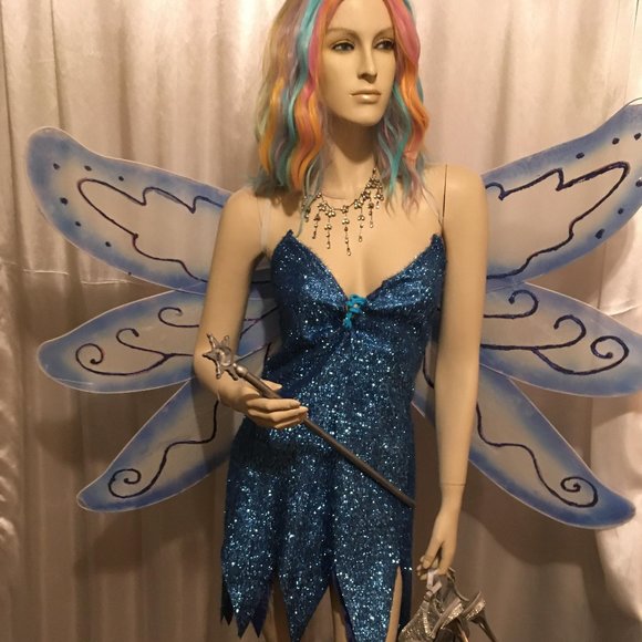 GORGEOUS vintage giant light up wings and sparkle pixie dress set! - Picture 1 of 14